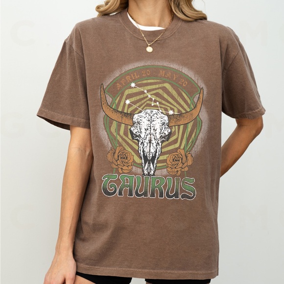 Comfort Colors Taurus Zodiac Astrology Celestial Graphic Tee - Picture 5 of 10
